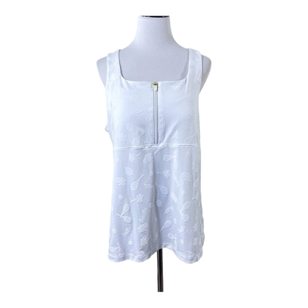 Lilly Pulitzer Luxletic Kalila Tennis Bra Tank White Perfect Match Jacquard